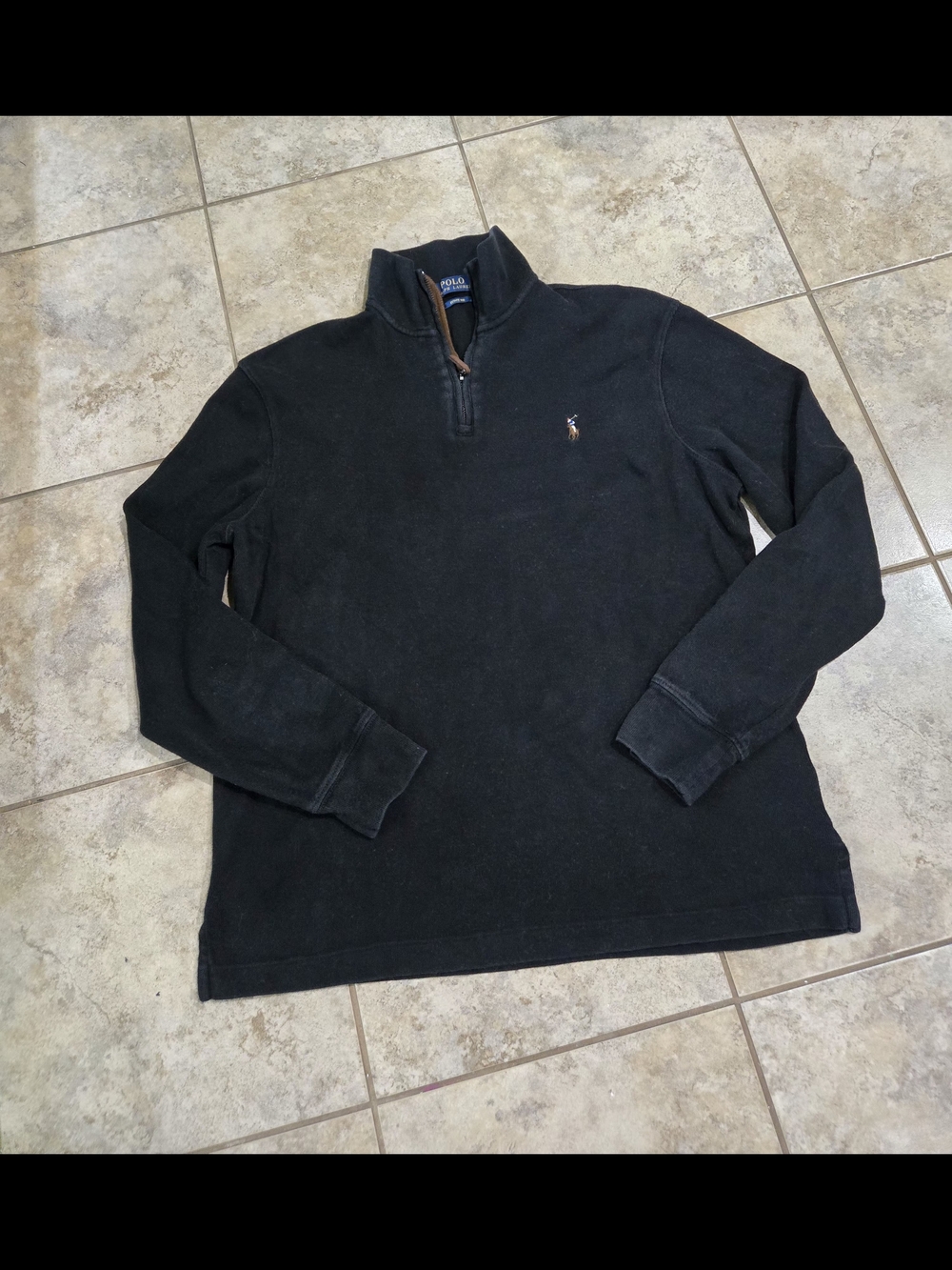 Polo Ralph Lauren Black Quarter-Zip Pullover Size M